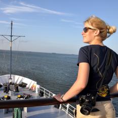 Educator at Sea Megan Cook enjoys the view.