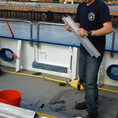 ROV Engineering intern works on the tracks for Hercules