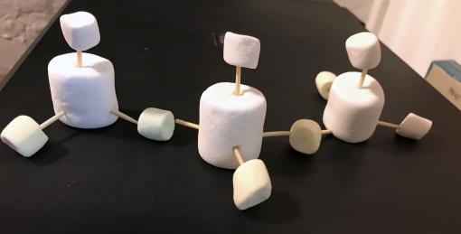 Marshmallow and toothpick models of silicate rock structure