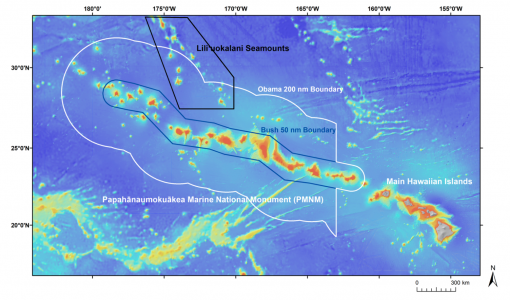 In much the same way as footprints are left in the sand by a person walking, geological processes and volcanism leave prints along the seafloor in the form of seamount trails — an underwater mountain chain formed by volcanic activities. From October 23 to November 13, 2021, this expedition will conduct multibeam and sub-bottom profiler mapping along the Liliʻuokalani seamount chain, located in the northern boundary of the Papahānaumokuākea Marine National Monument (PMNM), which encompasses more than 1.5 mil