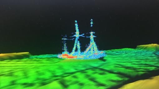 Sonar map of shipwreck Ironton