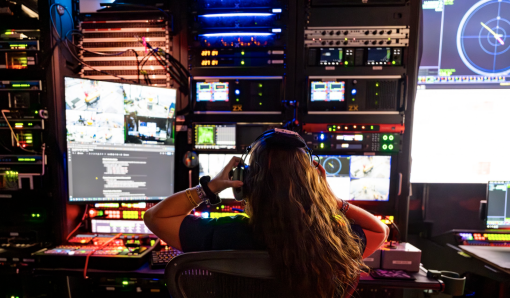 Video engineer in control van of e/v nautilus